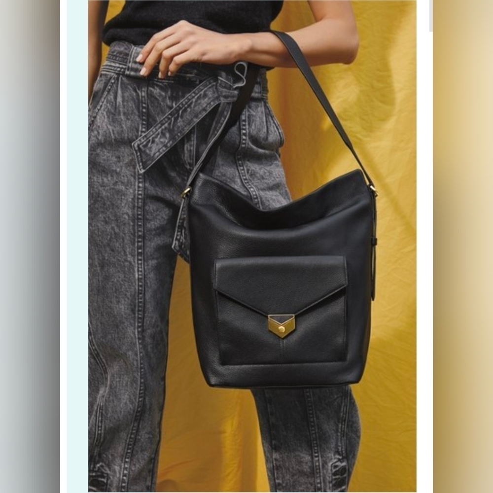 Stella & Dot, Covet Leather Bucket Bag, Black
